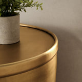 Lila Metal Storage Side Table in Burnished Brass