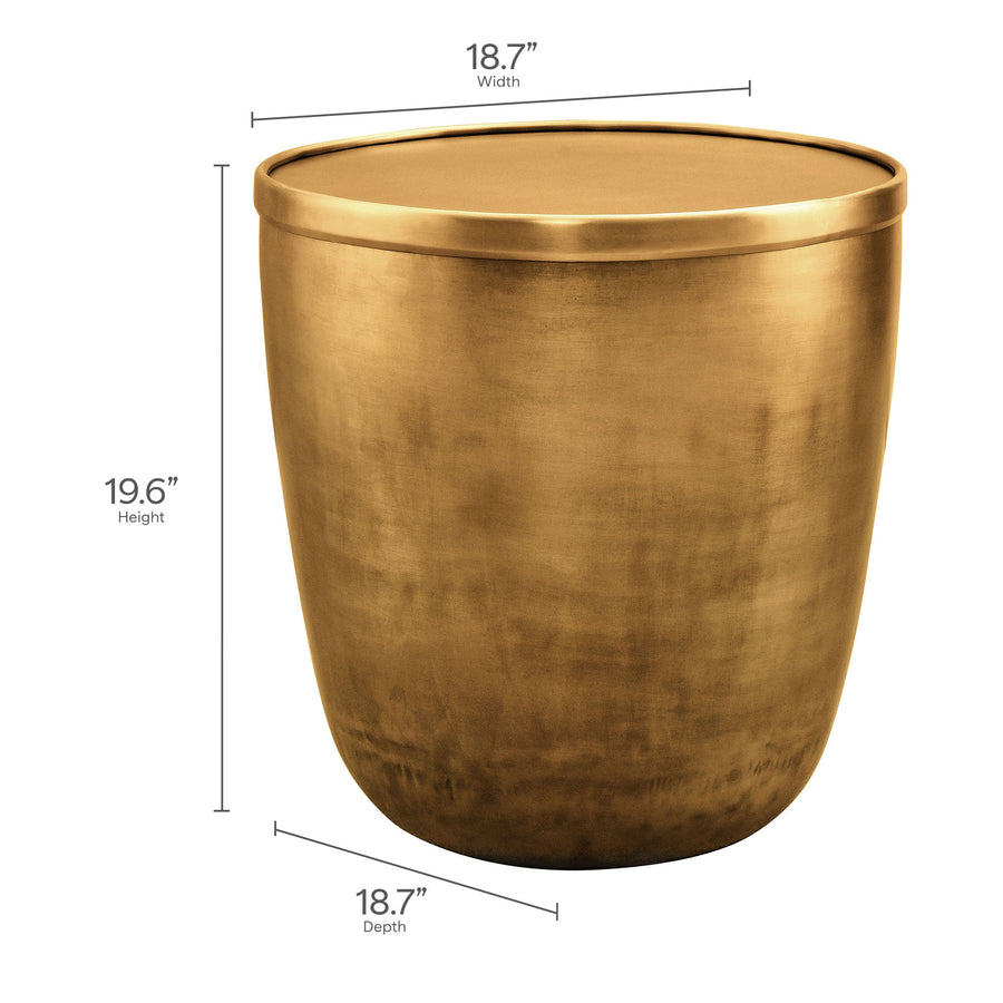 Lila Metal Storage Side Table in Burnished Brass