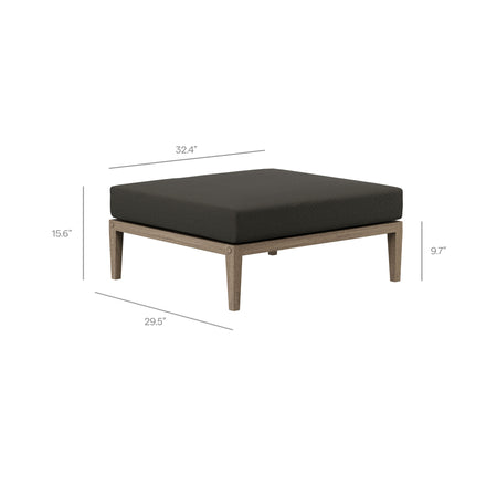 Northlake Outdoor Patio Teak Wood Loveseat and Ottoman Set in Weathered Gray Flint
