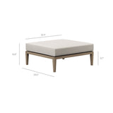Roan Outdoor Patio Teak Wood Loveseat and Ottoman Set in Weathered Gray Pebble
