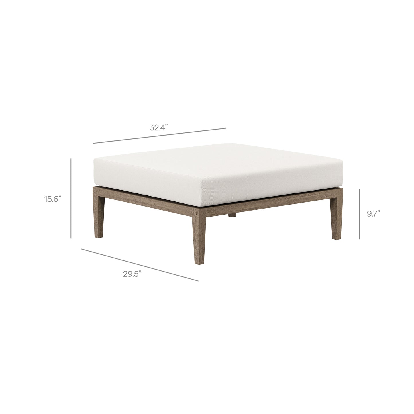 Northlake Outdoor Patio Teak Wood Loveseat and Ottoman Set by Furniture For America