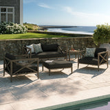 Roan 5-Piece Outdoor Patio Teak Wood Furniture Set in Weathered Gray Flint