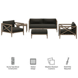 Roan 5-Piece Outdoor Patio Teak Wood Furniture Set in Weathered Gray Flint