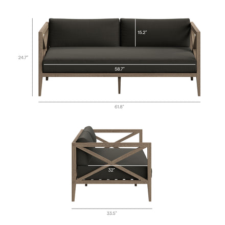 Northlake 5-Piece Outdoor Patio Teak Wood Furniture Set in Weathered Gray Flint
