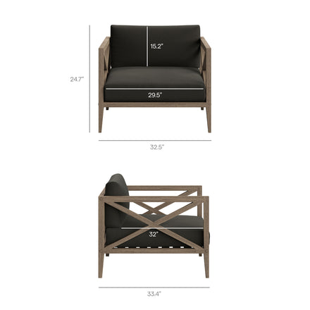 Northlake 5-Piece Outdoor Patio Teak Wood Furniture Set in Weathered Gray Flint