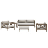 Roan 5-Piece Outdoor Patio Teak Wood Furniture Set in Weathered Gray Pebble