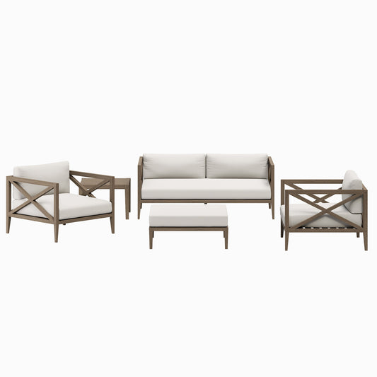 Northlake 5-Piece Outdoor Patio Teak Wood Furniture Set by Furniture For America
