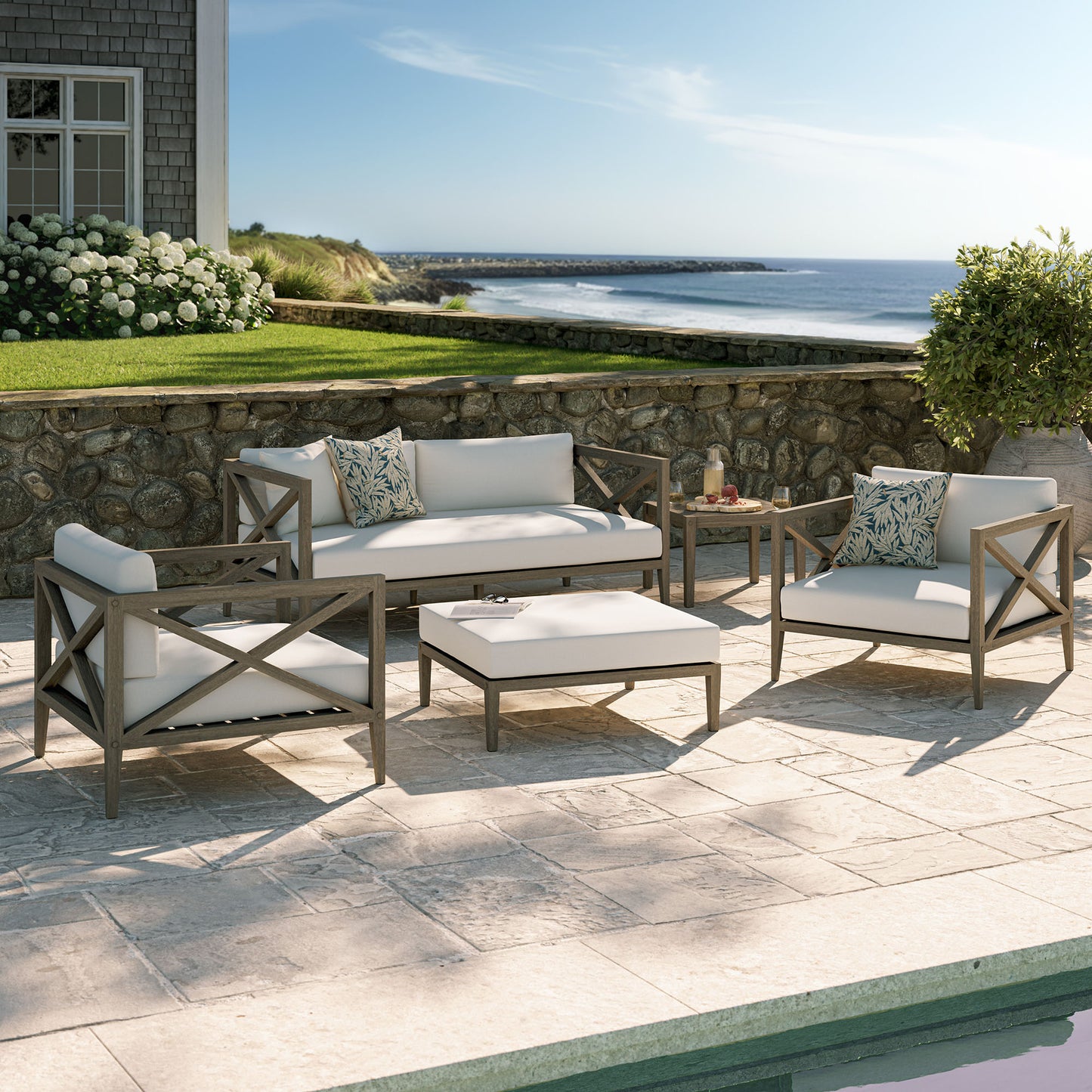 Northlake 5-Piece Outdoor Patio Teak Wood Furniture Set by Furniture For America