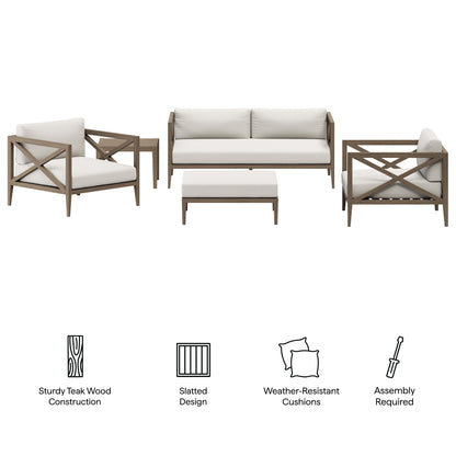 Northlake 5-Piece Outdoor Patio Teak Wood Furniture Set by Furniture For America