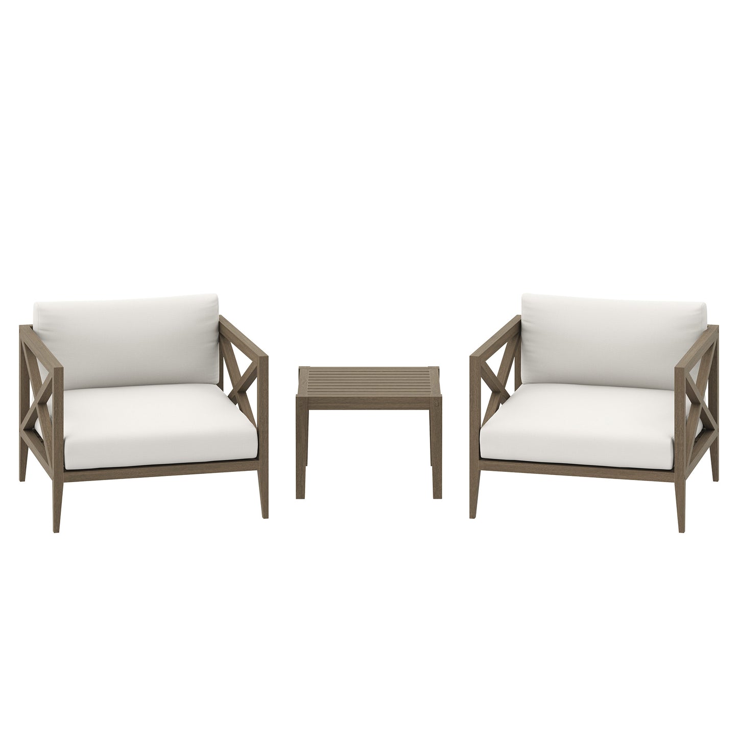 Northlake 3-Piece Outdoor Patio Teak Wood Furniture Set with Armchair and Side Table by Furniture For America