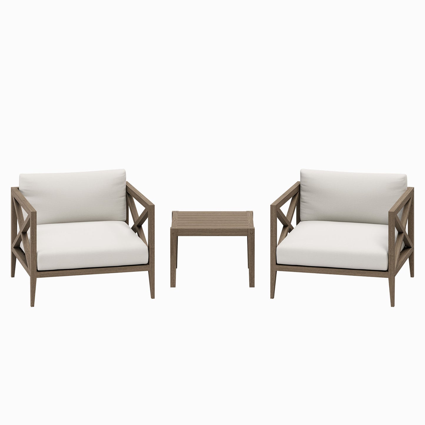 Northlake 3-Piece Outdoor Patio Teak Wood Furniture Set with Armchair and Side Table by Furniture For America