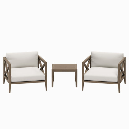 Northlake 3-Piece Outdoor Patio Teak Wood Furniture Set with Armchair and Side Table by Furniture For America