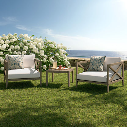 Northlake 3-Piece Outdoor Patio Teak Wood Furniture Set with Armchair and Side Table by Furniture For America