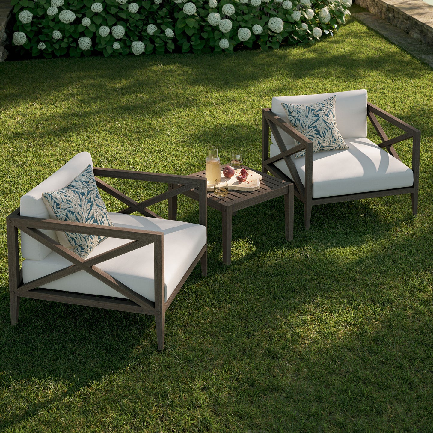 Northlake 3-Piece Outdoor Patio Teak Wood Furniture Set with Armchair and Side Table by Furniture For America