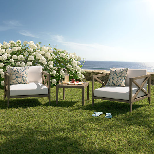 Northlake 3-Piece Outdoor Patio Teak Wood Furniture Set with Armchair and Side Table by Furniture For America