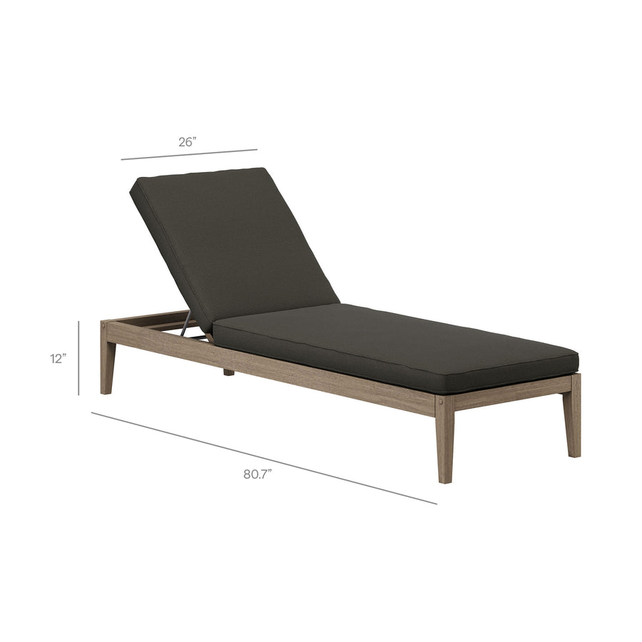 Roan 3-Piece Outdoor Patio Teak Wood Furniture Set with Chaise Lounges and Side Table in Weathered Gray Flint