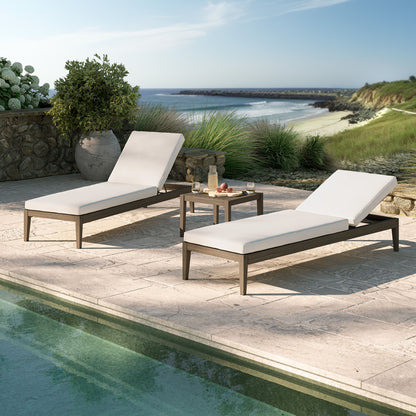 Northlake 3-Piece Outdoor Patio Teak Wood Furniture Set with Chaise Lounges and Side Table by Furniture For America