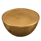Lila 32 Inch Metal Storage Coffee Table in Burnished Brass