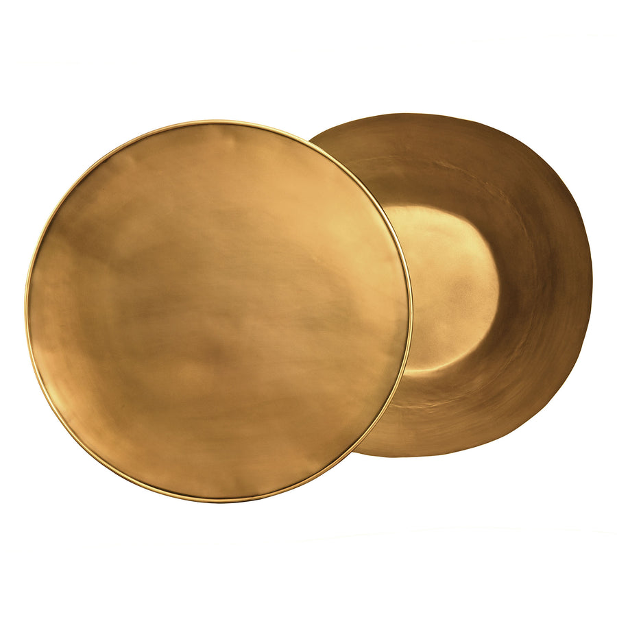 Lila 32 Inch Metal Storage Coffee Table in Burnished Brass