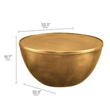 Lila 32 Inch Metal Storage Coffee Table in Burnished Brass