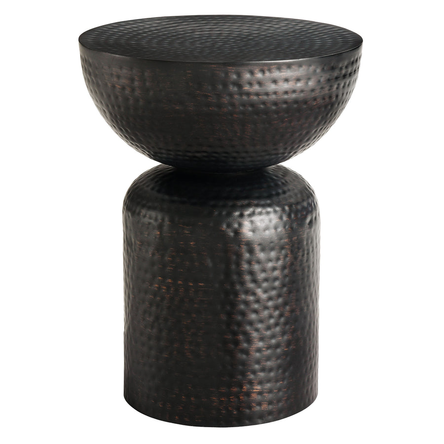 Oisin Metal Hammered Side Table in Black