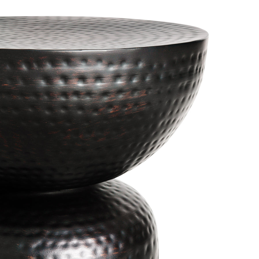 Oisin Metal Hammered Side Table in Black