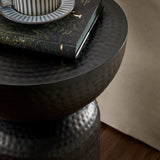 Oisin Metal Hammered Side Table in Black