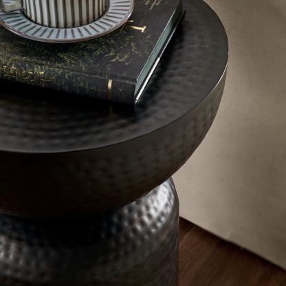Mella Metal Hammered Side Table by Furniture For America