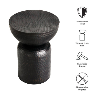 Mella Metal Hammered Side Table by Furniture For America