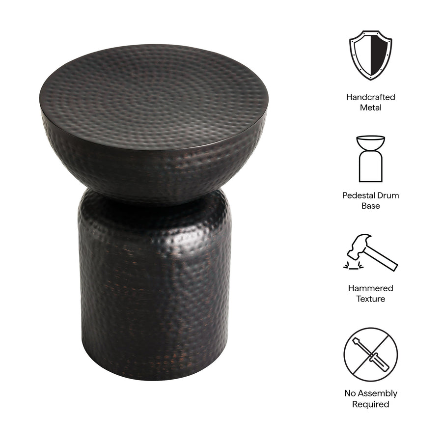 Oisin Metal Hammered Side Table in Black