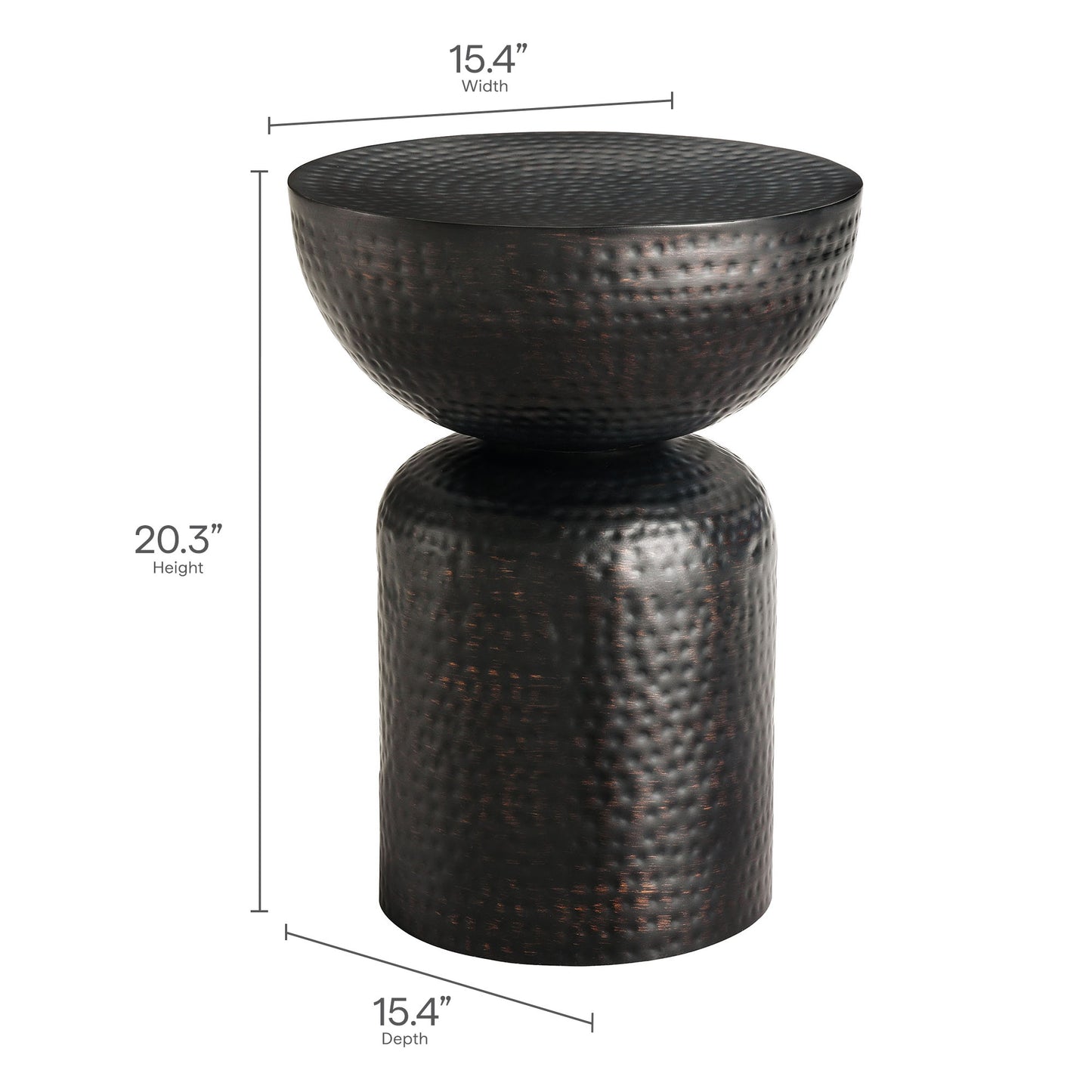 Mella Metal Hammered Side Table by Furniture For America