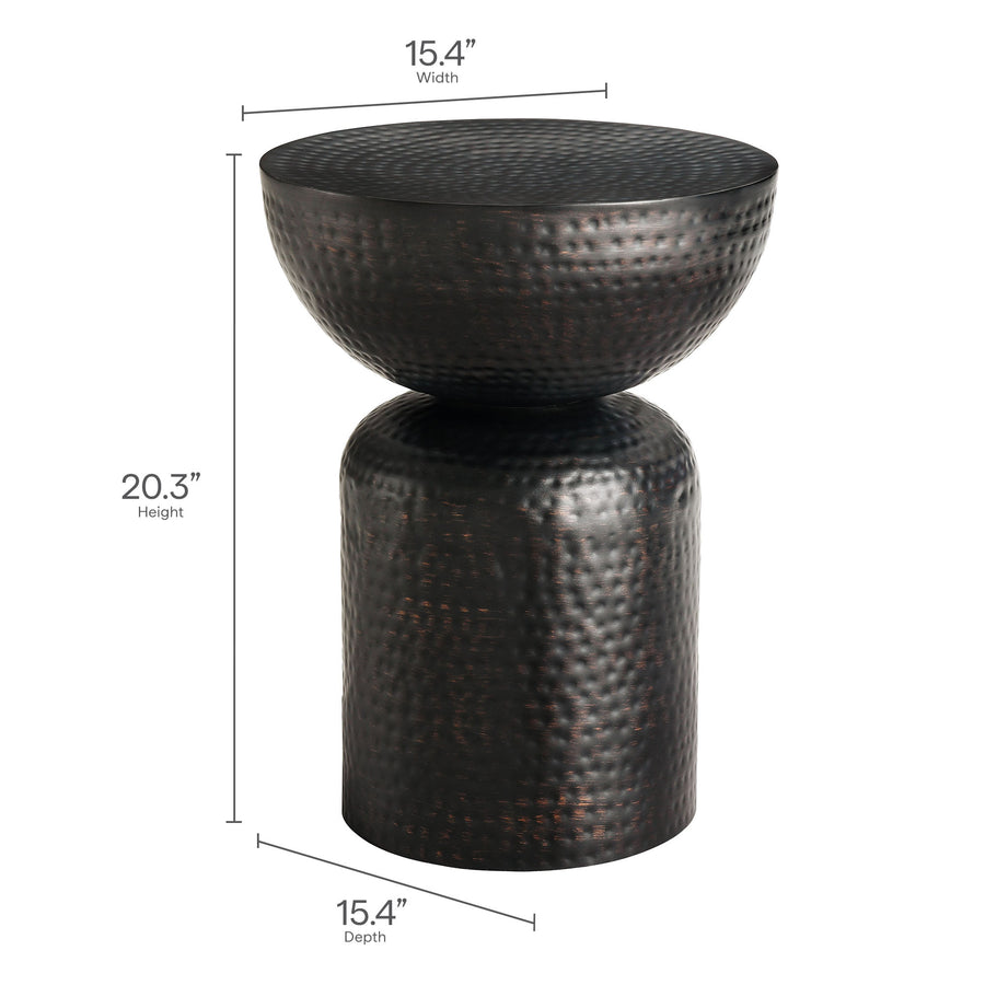 Oisin Metal Hammered Side Table in Black