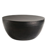 Oisin 32 Inch Metal Hammered Coffee Table in Black
