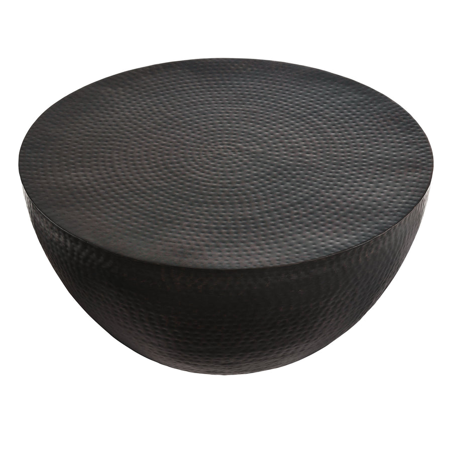 Oisin 32 Inch Metal Hammered Coffee Table in Black