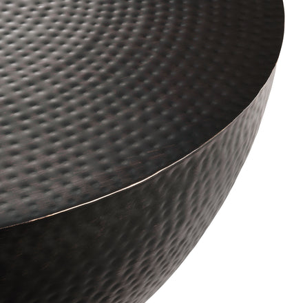 Mella 32 Inch Metal Hammered Coffee Table in Black