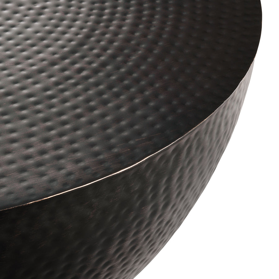 Oisin 32 Inch Metal Hammered Coffee Table in Black