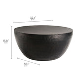 Oisin 32 Inch Metal Hammered Coffee Table in Black