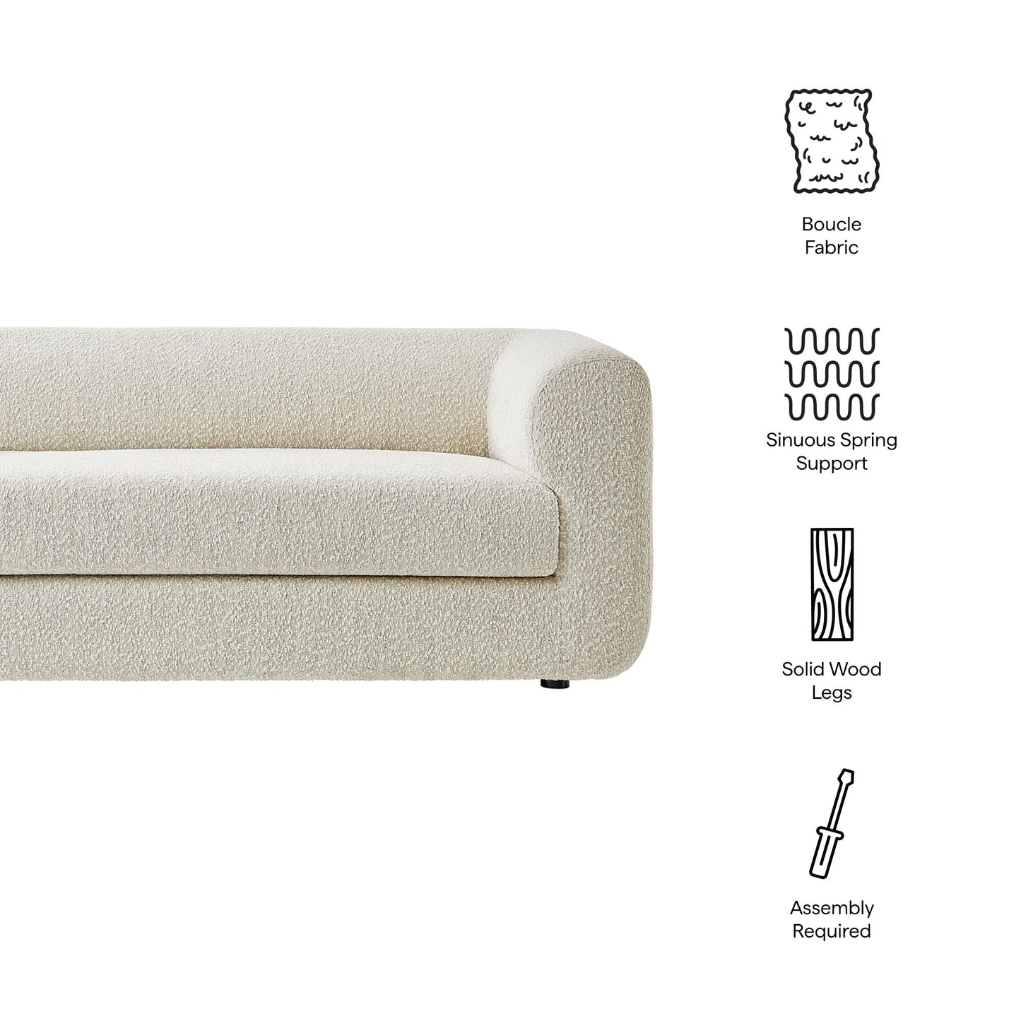 Emrys 89" Boucle Upholstered Sofa in Pearl