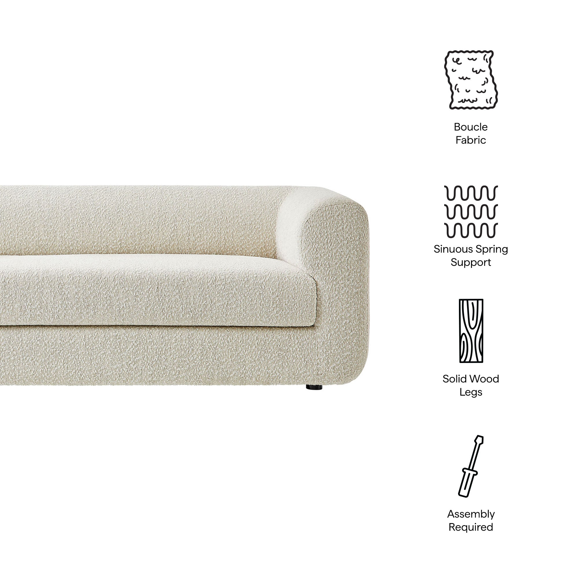 Leif 89" Boucle Upholstered Sofa by Furniture for America