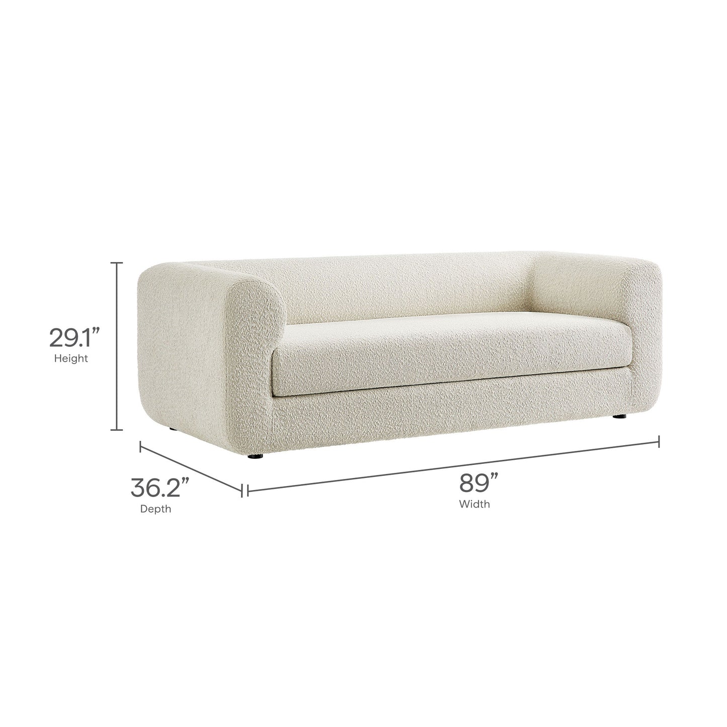 Emrys 89" Boucle Upholstered Sofa in Pearl