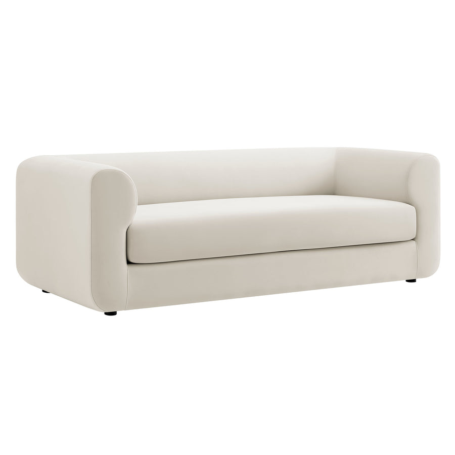 Emrys 89" Performance Velvet Upholstered Sofa in Alabaster