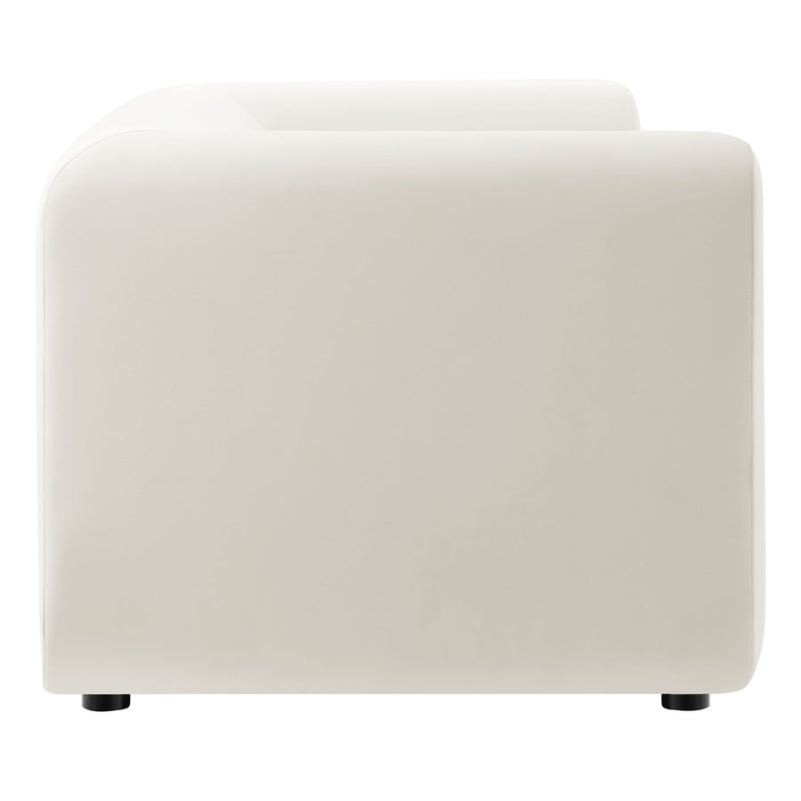 Emrys 89" Performance Velvet Upholstered Sofa in Alabaster