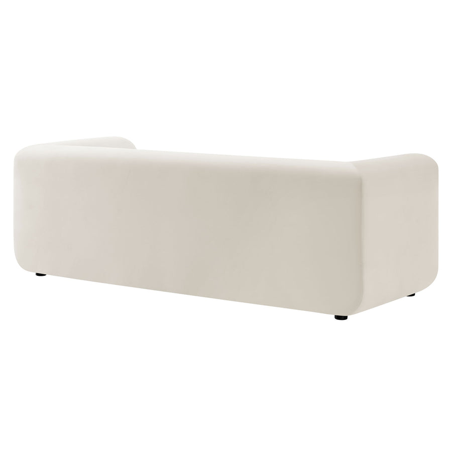 Emrys 89" Performance Velvet Upholstered Sofa in Alabaster