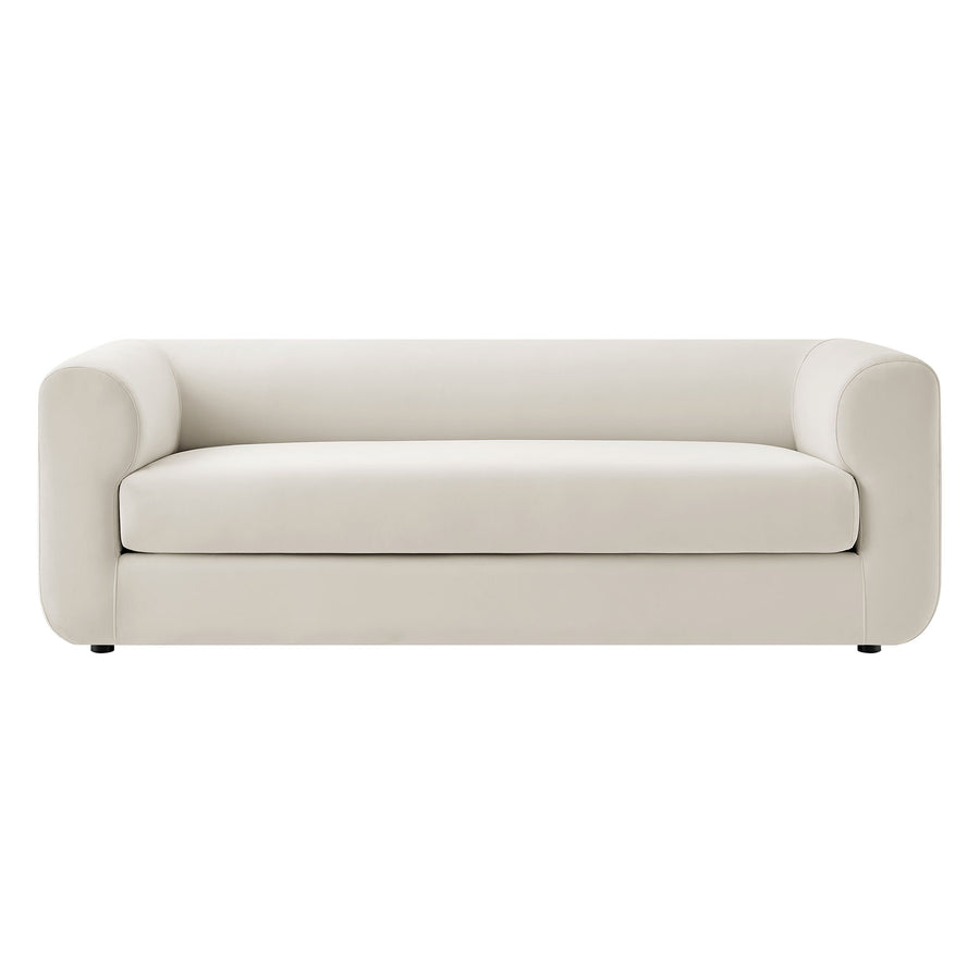 Emrys 89" Performance Velvet Upholstered Sofa in Alabaster