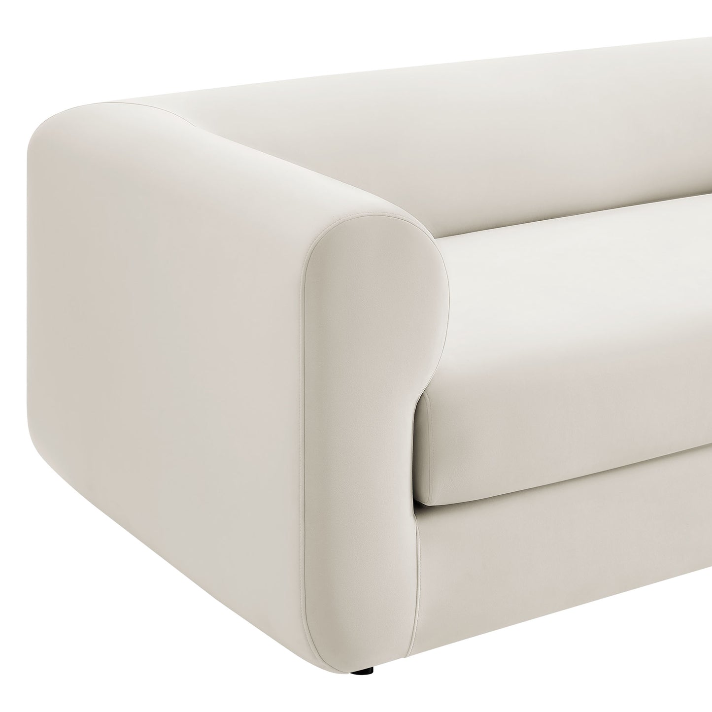 Emrys 89" Performance Velvet Upholstered Sofa in Alabaster