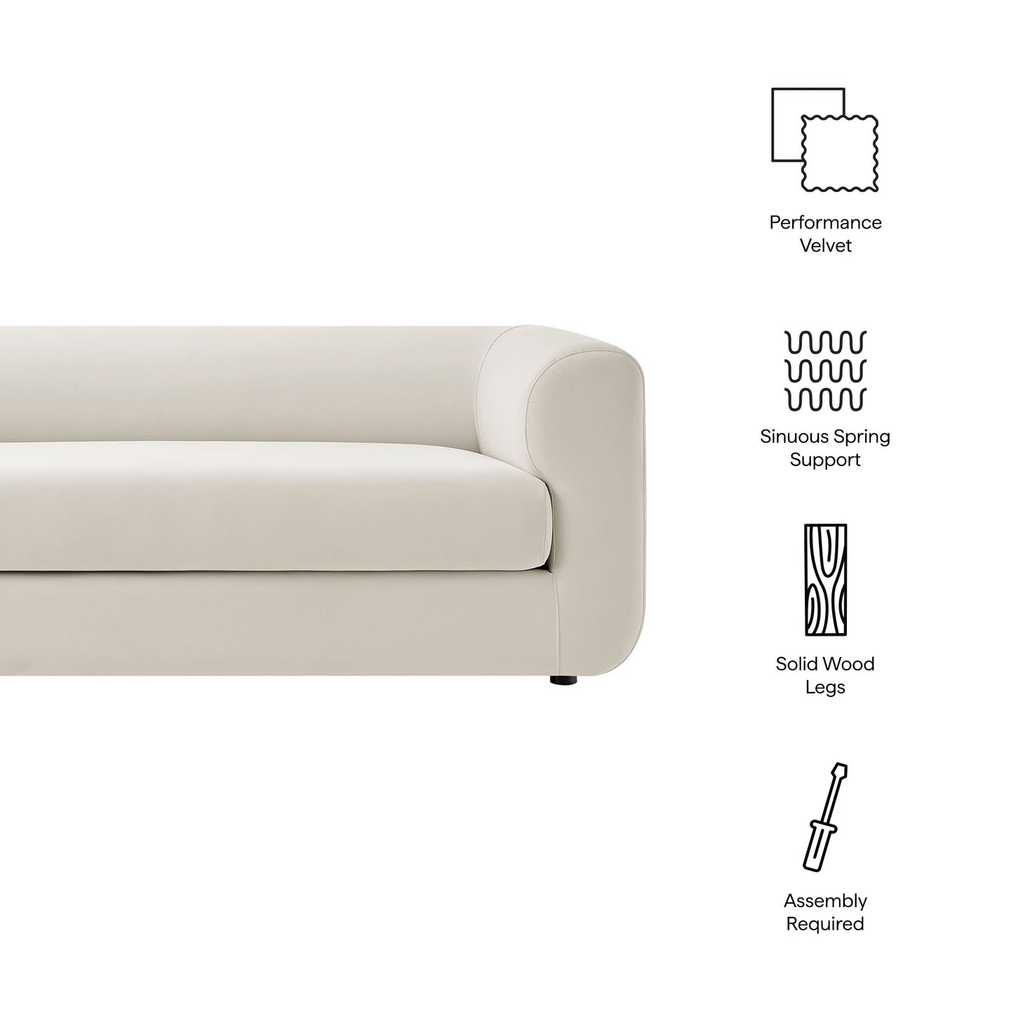 Leif 89" Performance Velvet Upholstered Sofa by Furniture for America
