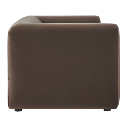 Leif 89" Performance Velvet Upholstered Sofa in Chocolate Brown