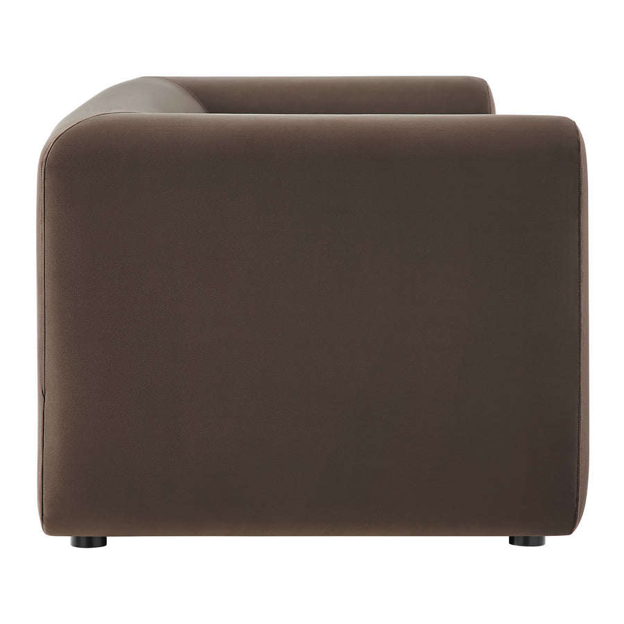 Emrys 89" Performance Velvet Upholstered Sofa in Chocolate Brown