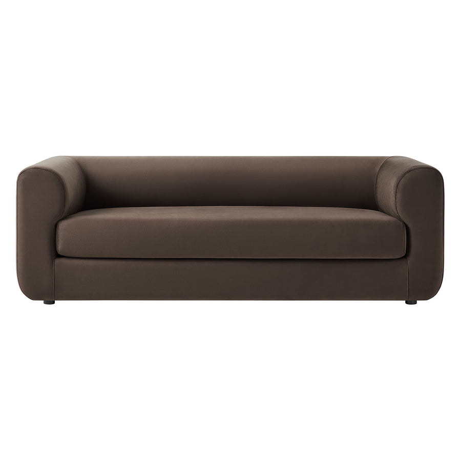 Emrys 89" Performance Velvet Upholstered Sofa in Chocolate Brown