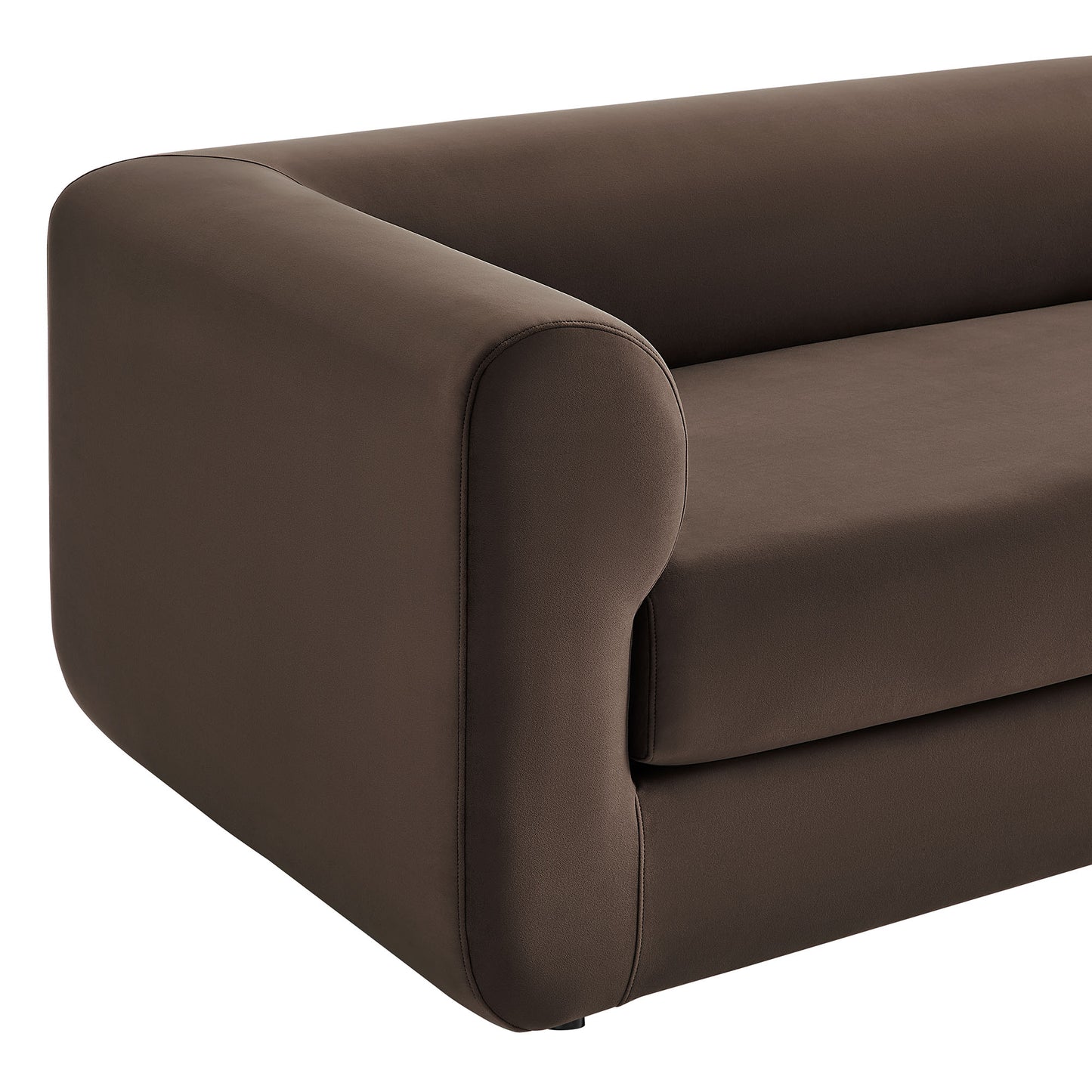 Emrys 89" Performance Velvet Upholstered Sofa in Chocolate Brown